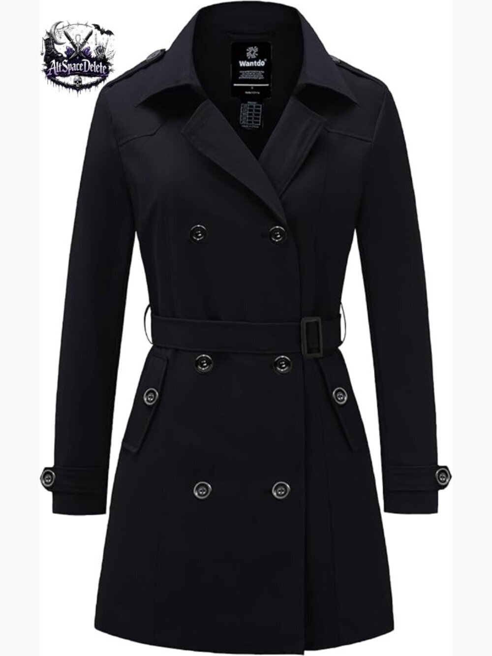 Waterproof Trench Coat with Belt, Fitted Long Sleeve Raincoat for Women